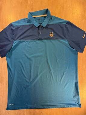 Nike Golf UConn Huskies Dri-Fit Two-Tone Polo Shirt Blue Size XL